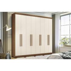 Guarda Roupa 8 Portas e 4 Gavetas c/ Pés Master New 8.4 Jatobá/Areia - Santos Andirá