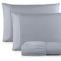 Lençol Casal 3 Peças Ponto Palito Micro Percal 400 Fios - MS Enxovais,