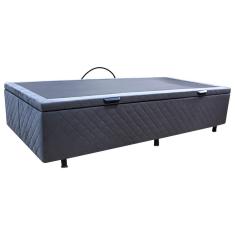 Base Cama Box Baú Solteiro Suede Cinza