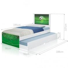 Cama Bicama Juvenil Bicama Bibox Barcelona Solteiro com Colchões Espuma D20 MDF MDP Branco Casa H