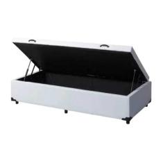 Cama Box Baú Solteiro Linhão Branco Com Pistão A Gás - Estrutura Reforçada - Suíte Imperial