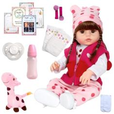 Boneca Bebê Reborn Realista Girafinha Menina de Silicone 46c
