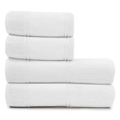 Jogo de Toalhas 4 Peças Banho e Rosto Algodão Aveludada Para Bordar Ar