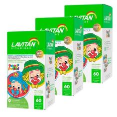 Kit 3 Vitamina Infantil Lavitan Kids Mastigavel Mix de Sabor