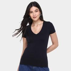 Camiseta Hering Básica Gola V Feminina-Feminino