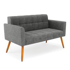 Sofá Namoradeira Elisa Linho Grafite A26 Pés Palito Castanho - D'Rossi