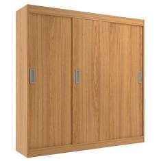 Guarda Roupa Casal Lisboa 3 Portas de Correr 2 Gavetas MDP Cinnamomo Evidência Móveis