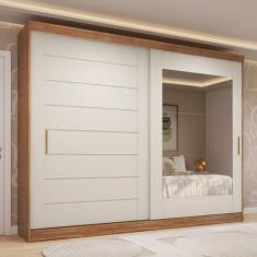 Guarda-roupa Casal 264cm 2 Portas de Correr com Espelho 100% Mdf Siena