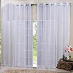 Cortina Linho Bordado Sala Quarto 4,00m x 2,75m Ilhós Cromado