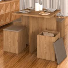 Mesa Com 4 Banquetas Berlim Cinamomo/capuccino  - Móveis Arapongas