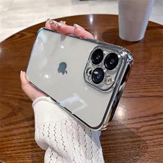 Capa de telefone macia para iPhone 11 12 13 14 Pro Max XS X XR 7 8 Plus Mini SE 2020 2022 Capa transparente de silicone, prata, para iPhone 12Pro Max
