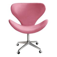 Poltrona Decorativa Isis Swan Cadeira Giratória com Rodinhas Escritório Home Office