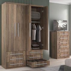 Guarda-Roupa 4 Portas 6 Gavetas Modular 1304 Ilan Castanho