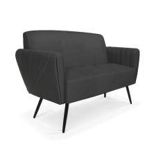 Sofá Namoradeira Pés Palito De Ferro Bruna Corino - D\`rossi Cor Preto