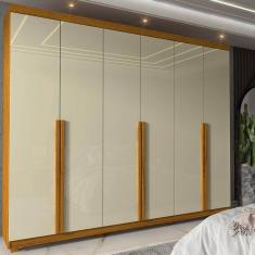 Guarda-roupa Casal 6 Portas com Pés Imperatriz Naturale/Off White