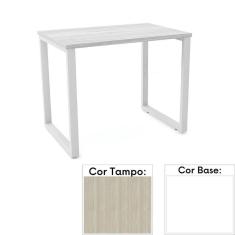 Mesa de Escritório Pé Tubular PE25 em MDP 90 x 45 cm Cor Nogueira CasaBlanca e Base Branca