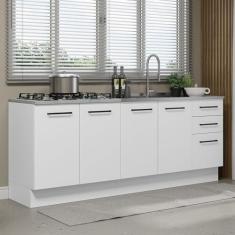 Kit com 2 Balcões de Cozinha Madesa Agata 3 Gavetas 4 Portas (sem Tampo e Pia) - Branco
