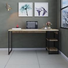 Mesa C-estante Baixa 150x64x75cm C-02 Prateleiras Carvalho - Est.preta Carvalho - Est.preta