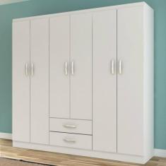 Guarda Roupa Casal 6 Portas 2 Gavetas Atalaia Evidência Móveis, Branco