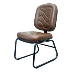 Poltrona Cadeira Escritório Diretor Fixa Costurada Base Ski - Multflex