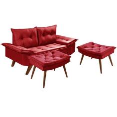 Sofá Namoradeira Bariloche 2 Lugares com Duas Banquetas Rubi Bege Esse