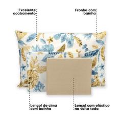 Lençol Viúvo 3 Pçs Elástico Estampado Percal 180 Fios - Bem Me Quer En