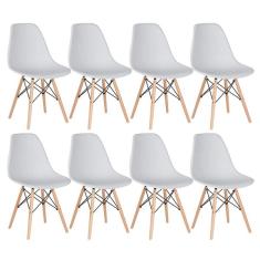 Kit - 8 X Cadeiras Charles Eames Eiffel Dsw - Base De Madeira