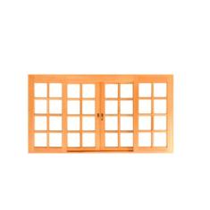 Janela de Correr Quadriculada 80cm Reta 4 Folhas em Madeira Maciça Ced