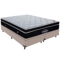 Cama Box Bege E Colchão Elegant Molas Ensacadas Queen Ortobom