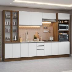Armário De Cozinha Completa 340cm Rustic/branco Glamy Madesa 01 Rustic/branco