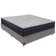 Cama Box Cinza E Colchão Airtech 150 Espuma D45 Viúvo Ortobom