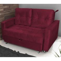 Sofá Cama 2 Lugares Duleek Veludo Vinho - CasaH