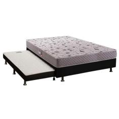 Cama Box c/Auxiliar Casal: Colchão Anatômico Herval D28AG65 Black + Ba