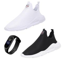 Kit 2 Tenis Esportivo Calce Facil Palmilha EVA Macio Caminhada Sola Re