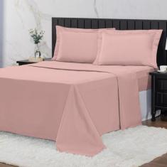 Jogo de Cama Casal Padrão 400 Fios Percal 04 Peças Com Aba, Antiácaro,