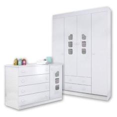 Guarda Roupa 4 Portas Cômoda Com Porta 100% Mdf Livia Baby - Phoenix B
