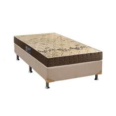Cama Box Solteiro: Colchão Espuma Anjos D28 Confort + Base CRC Suede C