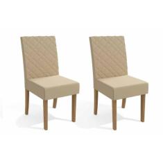 Cadeira Sala de Jantar 2CAD133 Kit 2 Un Freijó/Linho Bege - Kappesberg