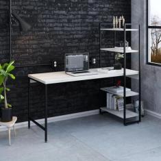 Escrivaninha Mesa Escritório com Estante Estilo Active 4 Prateleiras 1