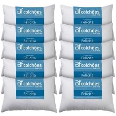 Kit 10 Travesseiro Fibra Siliconada Antialérgico 45x65cm BF Colchões