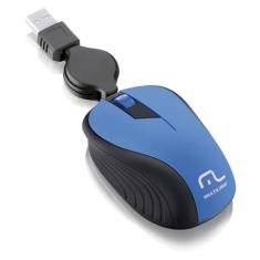 Mouse Retratil Emborrachado Azul Usb Multilaser- Mo235
