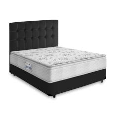 Cama Box + Cabeceira Cassis Preta e Colchão D33 Casal - Probel Guarda-Costas ProEvidence Plus 138cm