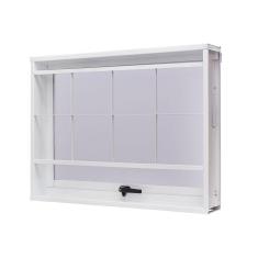 Janela de Aço Maxim-Ar 50x50cm com Grade Quadriculada e Vidro Boreal Unicsol Ramassol Branco