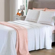 Jogo de Cama Queen 4 Peças Lençol com Elástico 100% Algodão Percal 180 Fios 158x198x35cm Dohler - Emcompre