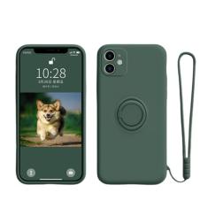 Capa de suporte de telefone com anel de silicone líquido para Samsung Galaxy S23 Ultra Plus S22 S21 FE S10 S10E S8 S9 Plus Capa protetora, verde escuro, para S23Ultra