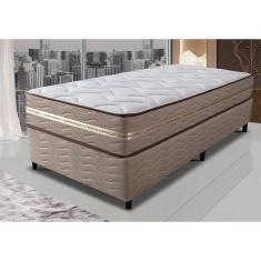 Cama Box Solteiro (colchão + Box) 88x188x60 De Molas Ensacadas Cama Inbox Smart Gold Bege