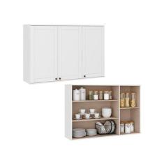 Armário Aéreo Para Cozinha Com 3 Portas e 5 Nichos 1,2 m - Carraro Móv