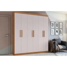 Guarda Roupa Casal 6 Portas e 3 Gavetas Jazz Amêndoa/Off White - Lopas
