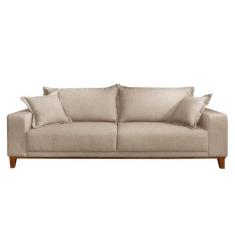 Sofá Fixo Argos 3 Lugares Luxo 2,00 M Castellar Móbile, Linho Bege Cla