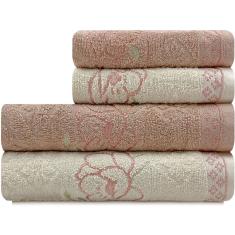 Jogo De Toalhas 4 Peças - Banho e Rosto Algodão Antipiling Yuna Karsten - Emcompre